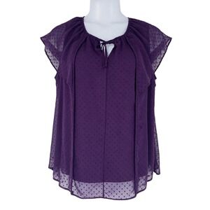 Liz Claiborne Plum Swiss Dot Blouse Romantic Career Core Femininesize XL